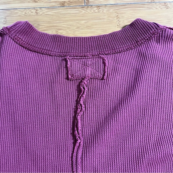 We The Free Asher Oversized Knit Thermal Sweater 100% Cotton - Cranberry - Picture 9 of 12